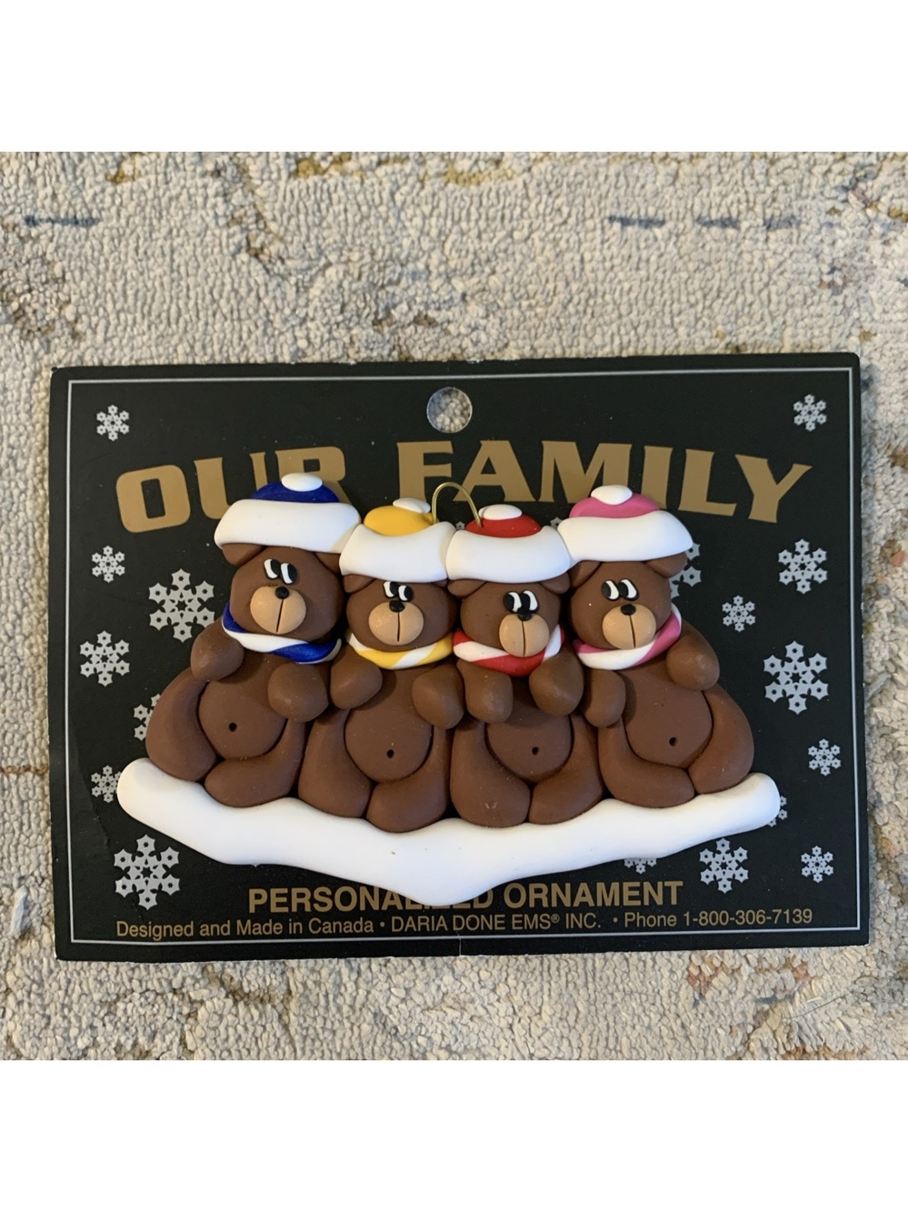 Our Family 4 Teddy Bears Christmas Tree Ornament Daria Done Canada Personalized